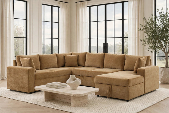 Forever2Latte Sectional With Pull-Out Bed