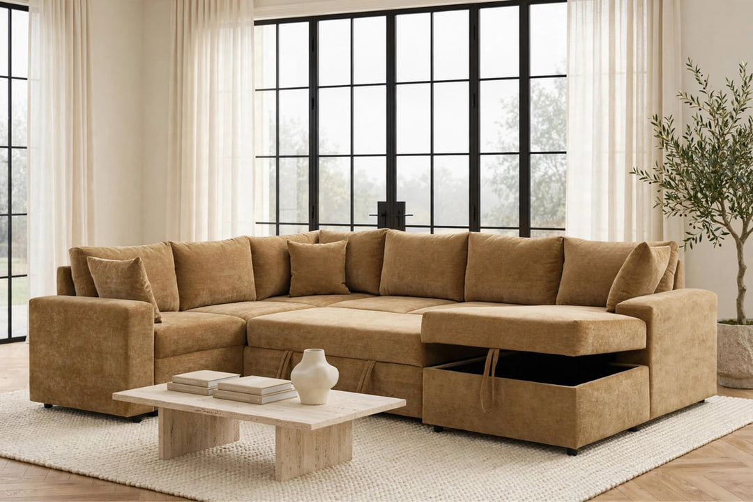 Forever2Latte Sectional With Pull-Out Bed