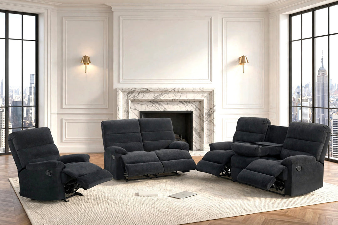 Albert50 - 3PC Reclining Set (Black)  (ETA: 10/21)