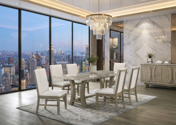 ROCO - (GENUINE MARBLE) Table &amp; 6-Chairs