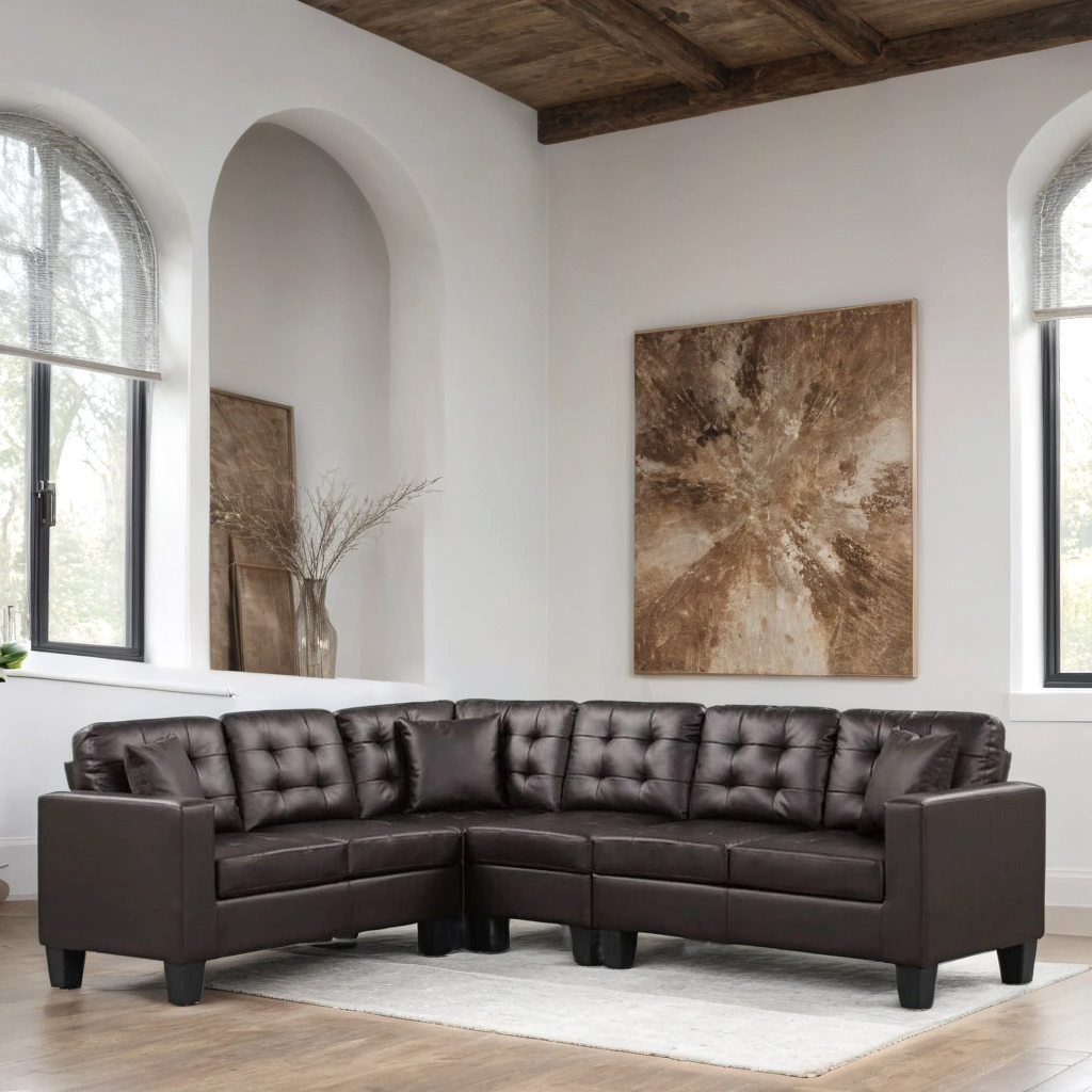 Logan Espresso - Reversible Sectional (Leather Gel)