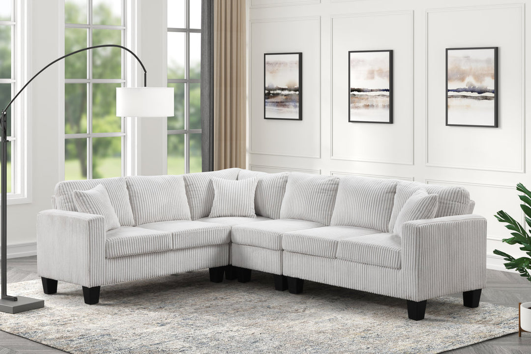 Logan Beige - Reversible Sectional (Cord Fabric)