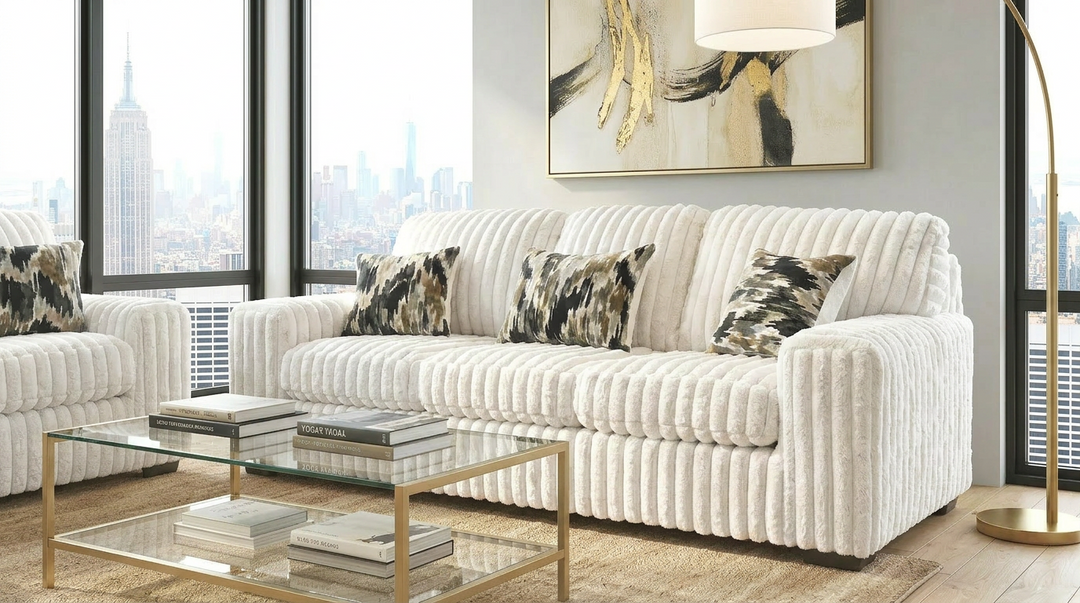 S319 Sofa and Loveseat (Ivory)
