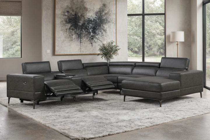 MILANO GRAY- 6PC Power Reclining Sectional