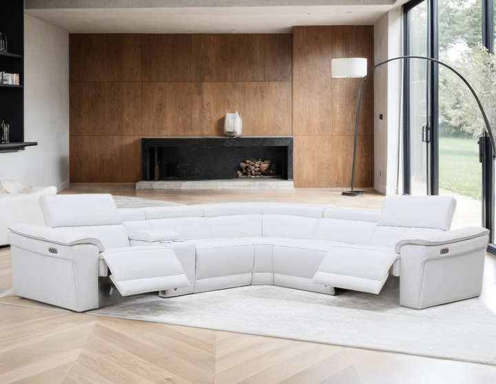 NEWYORK WHITE - LEATHER Power Reclining Sectional