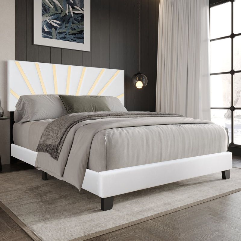 Nico White Platform - Queen, King Bed