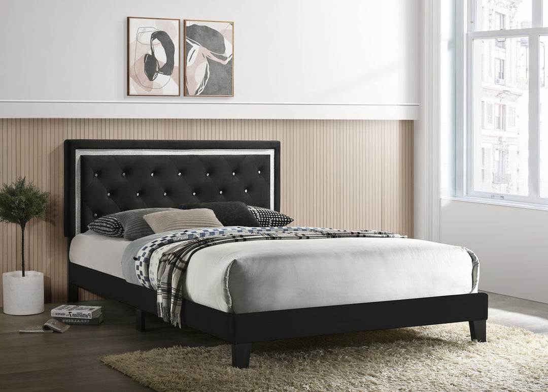 Passion Black Velvet Platform Bed