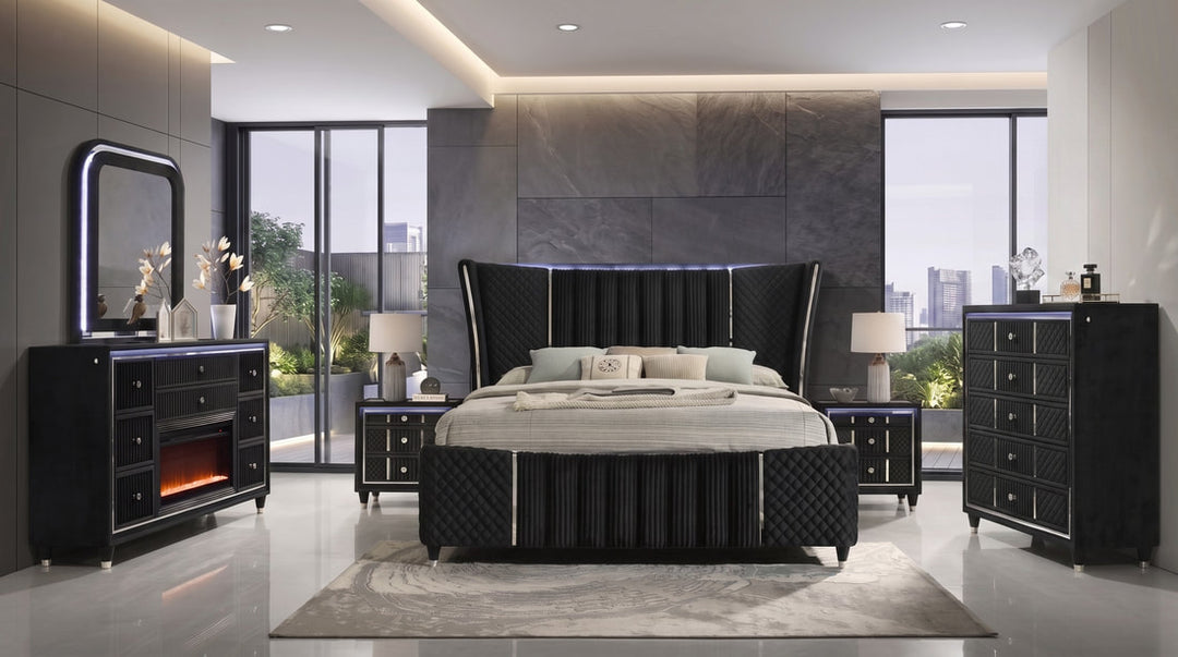 Cleopatra Black 4PC OR 5PC Set - Queen, King
