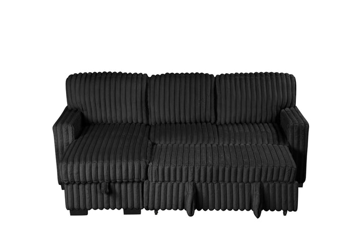 Poland Black Reversible Sectional With Pull-Out Bed