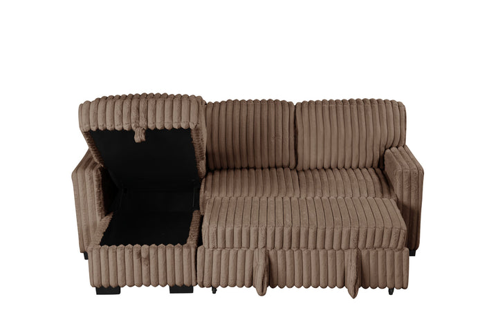 Poland Mocha Reversible Sectional With Pull-Out Bed