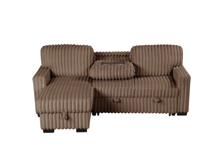 Poland Mocha Reversible Sectional With Pull-Out Bed