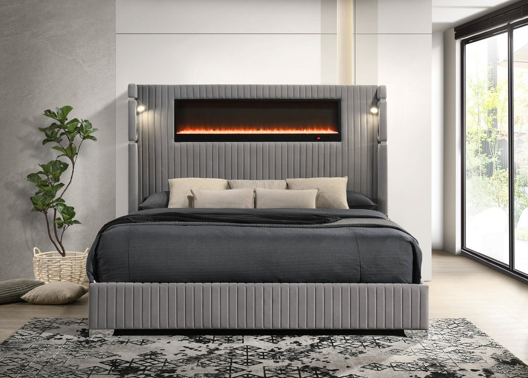 Romance2 Gray Platform Bed - Queen, King
