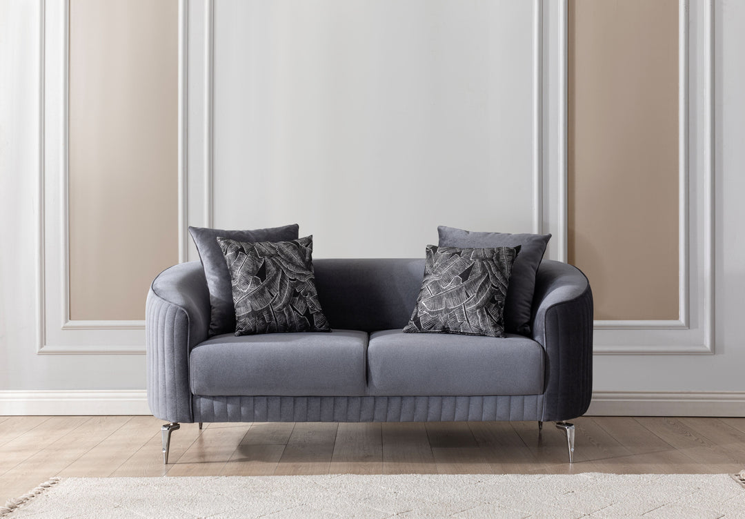 Angela Gray Velvet Sofa 91" &amp; Loveseat 71"