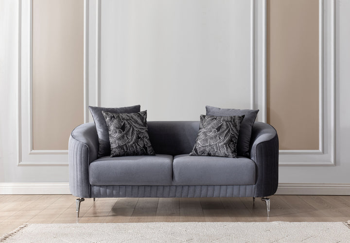 Angela Gray Velvet Sofa 91" &amp; Loveseat 71"
