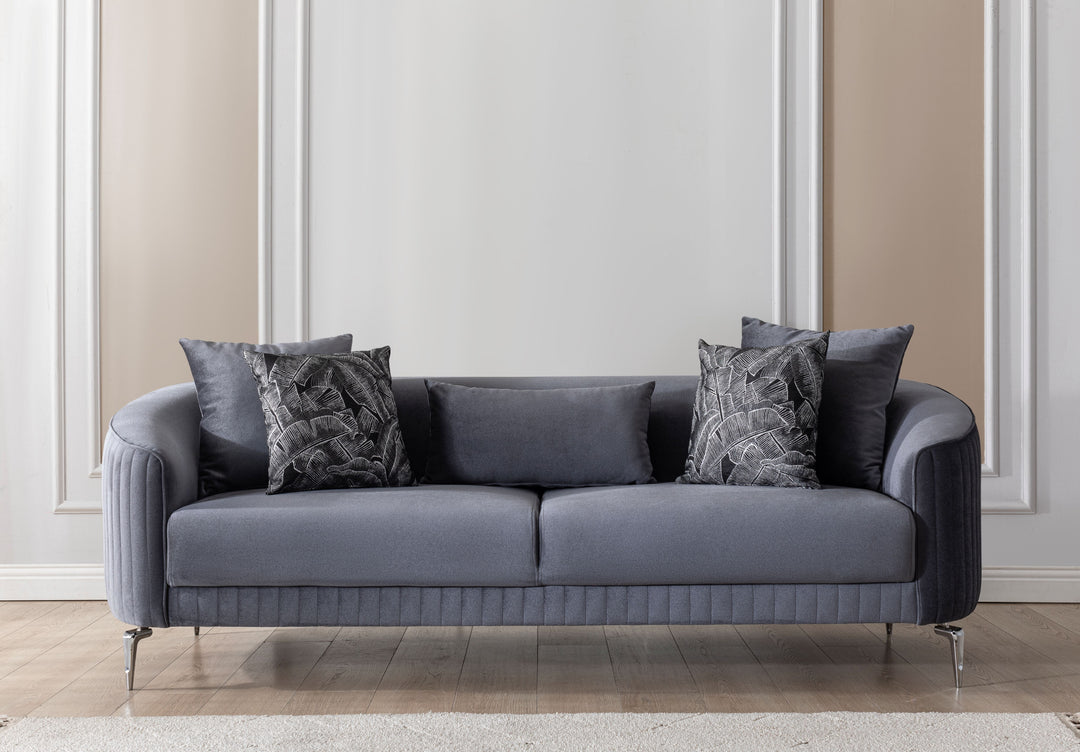 Angela Gray Velvet Sofa 91" &amp; Loveseat 71"