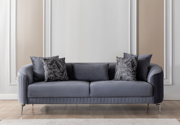 Angela Gray Velvet Sofa 91" &amp; Loveseat 71"