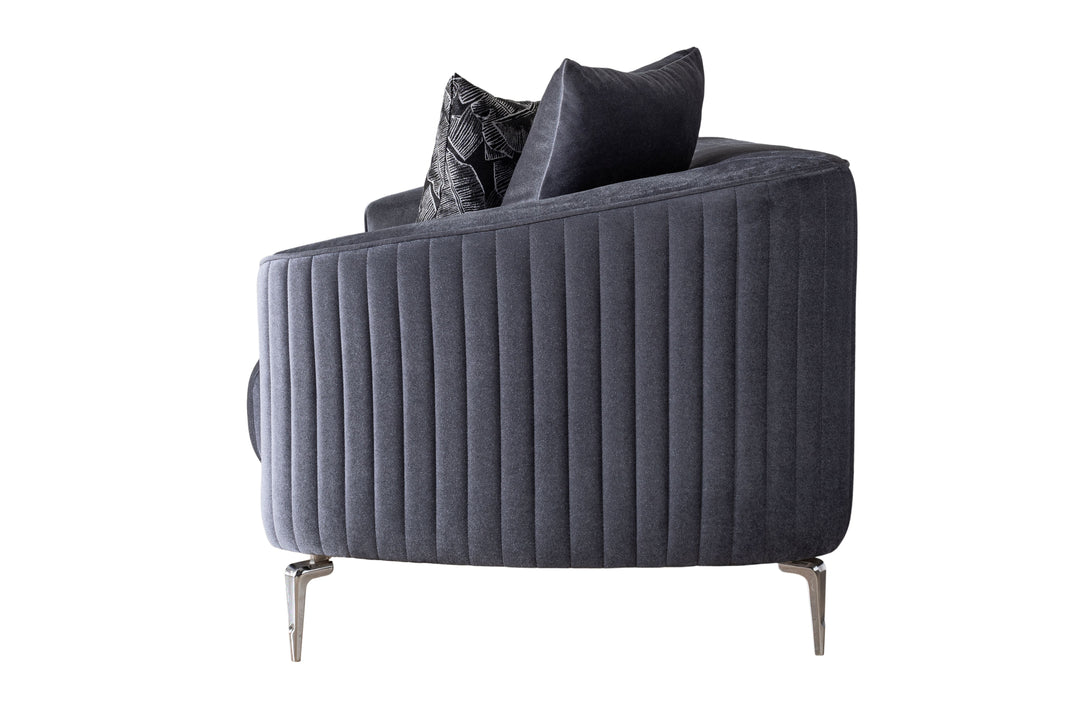 Angela Gray Velvet Sofa 91" &amp; Loveseat 71"