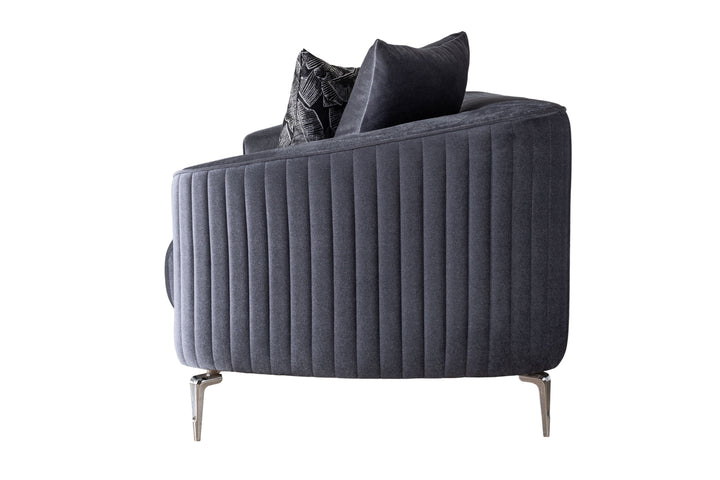 Angela Gray Velvet Sofa 91" &amp; Loveseat 71"