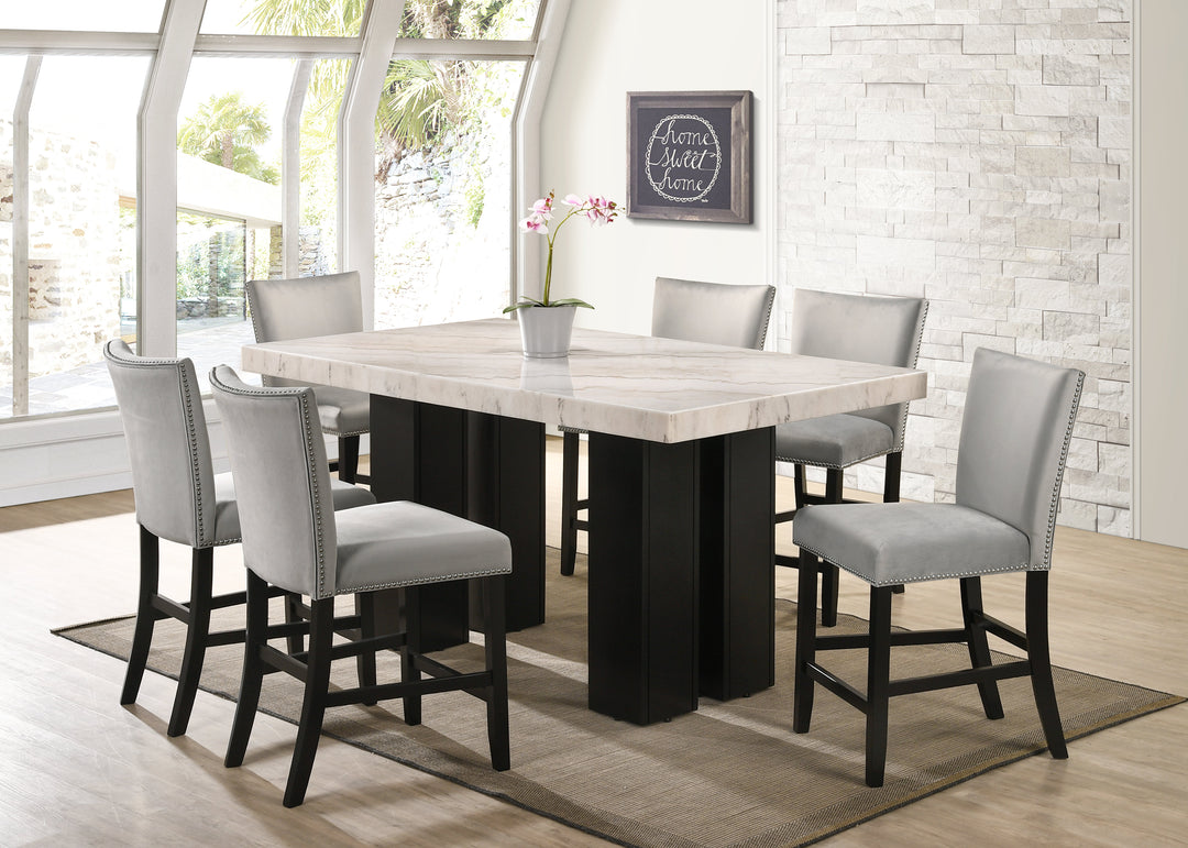Finley Grey - (GENUINE MARBLE) Counter Height Table &amp; 6 Chairs