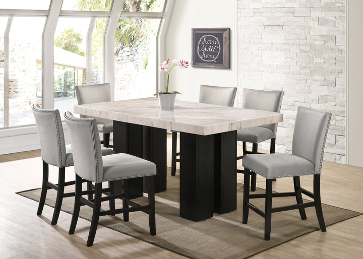 Finley Grey - (GENUINE MARBLE) Counter Height Table &amp; 6 Chairs