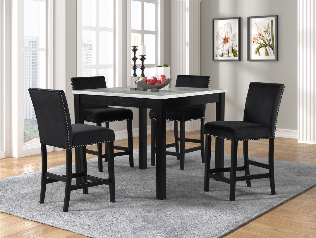 Dior - Black Pub Table + 4 Chair Set (ETA 9/4)