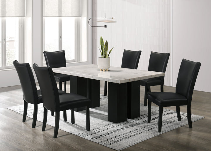 Finland PU - (GENUINE MARBLE) Table &amp; 6-Chairs