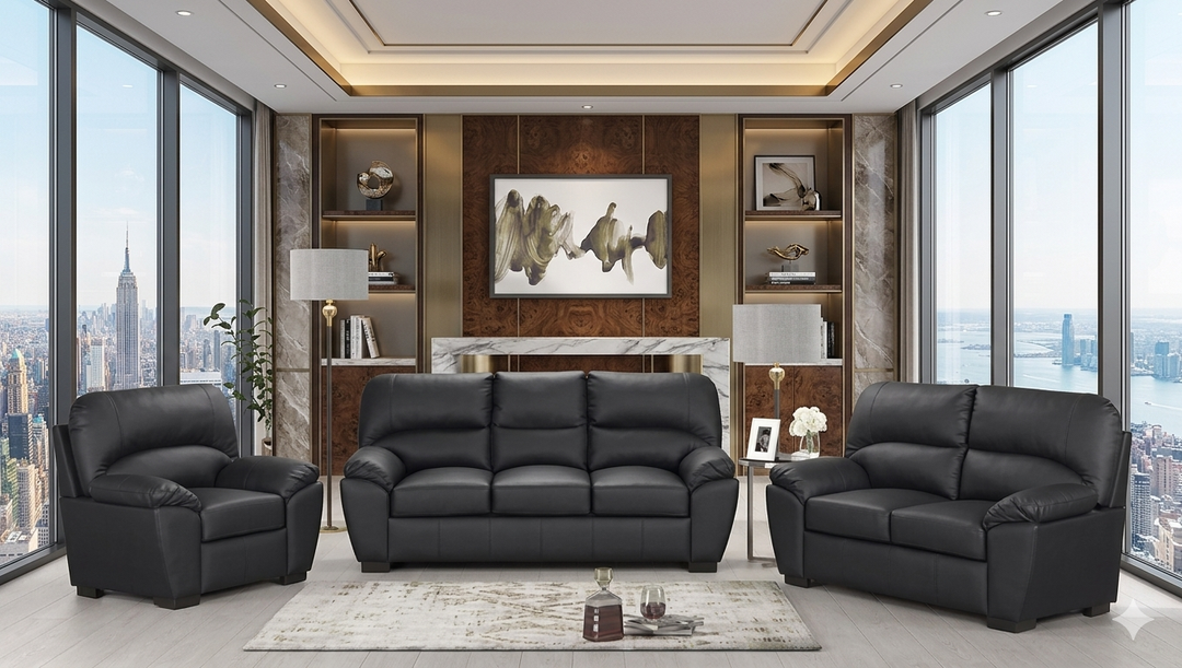 Tiffany Black - 2PC or 3PC Living Room Set