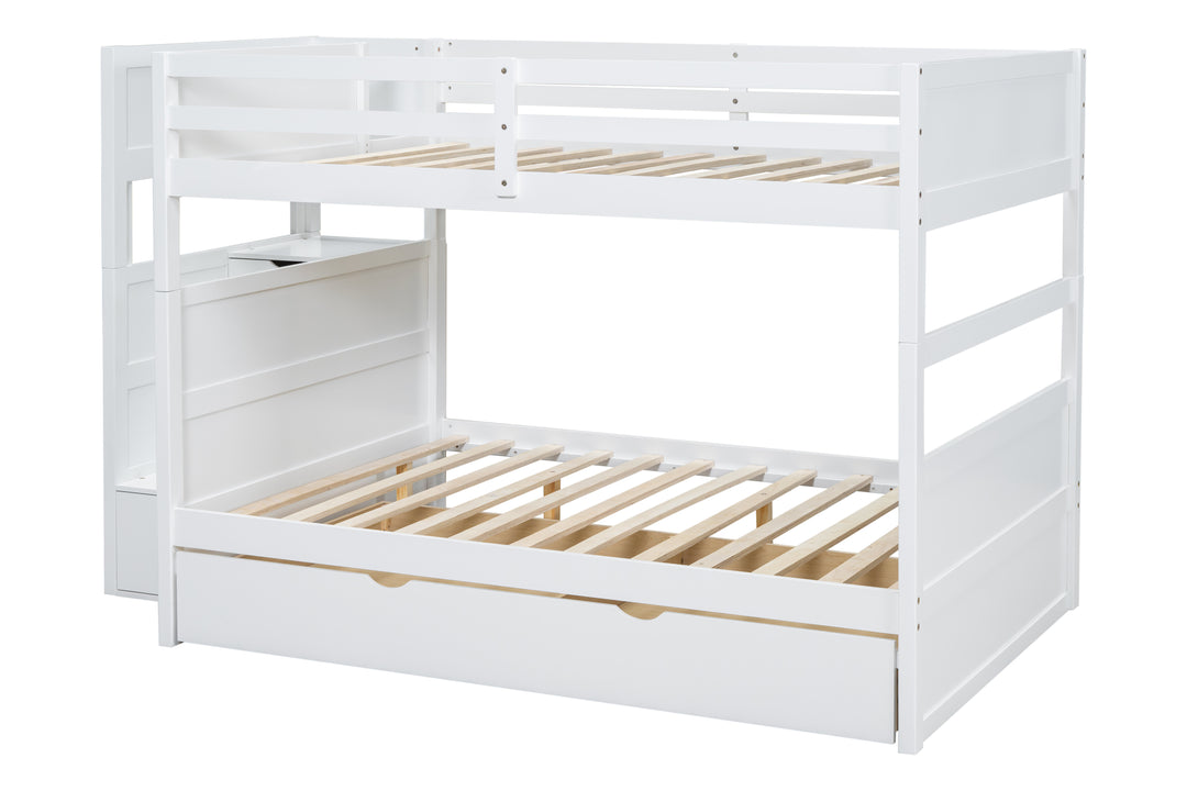 BB51 FULL/FULL Bunk Bed w/Twin Trundle + Staircase Storage