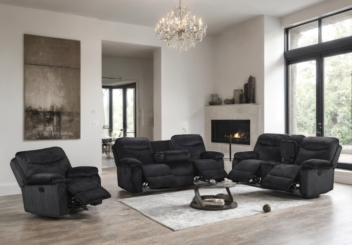 BRAVO - Black 3pc Reclining Set ON SALE