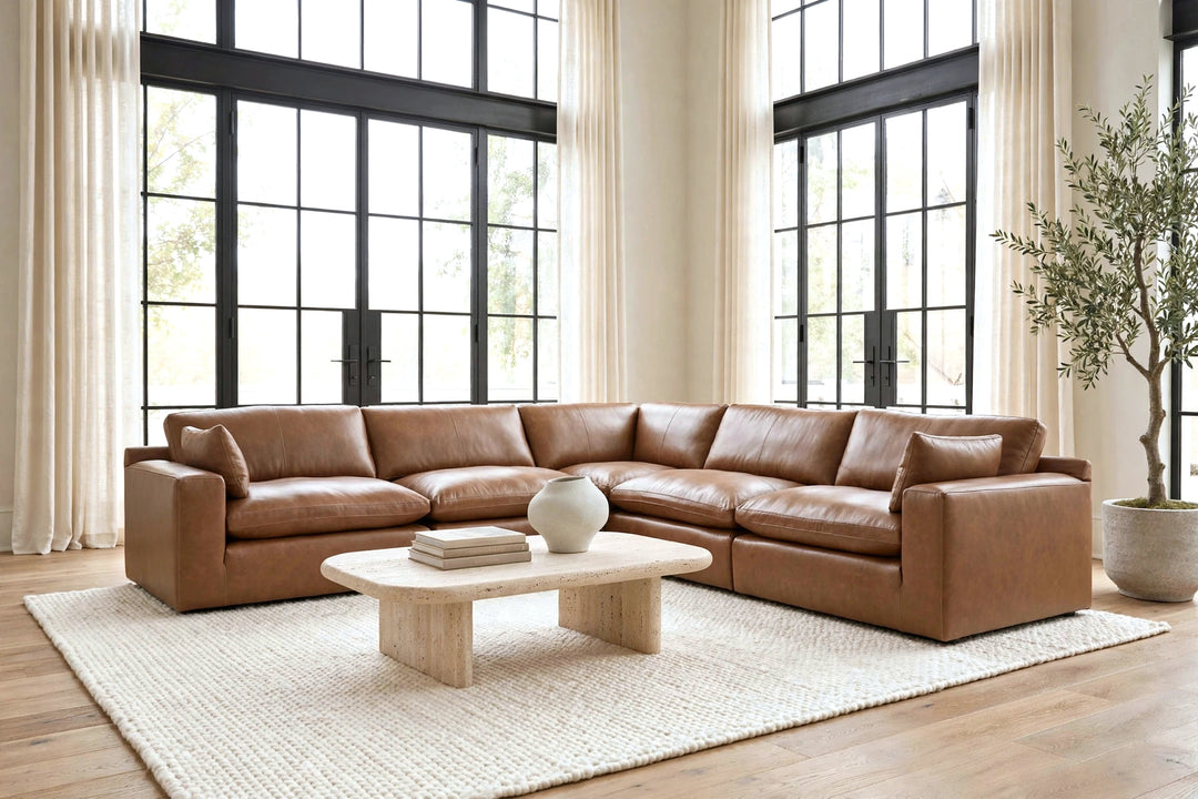 Ashley 309-01 - 5PC Genuine Leather Sectional Set ON SALE