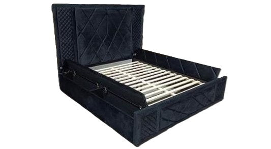 Lorenzo Black Platform Bed (w/ LED LIGHTS &amp; BLUETOOTH SPEAKERS) - Queen, King