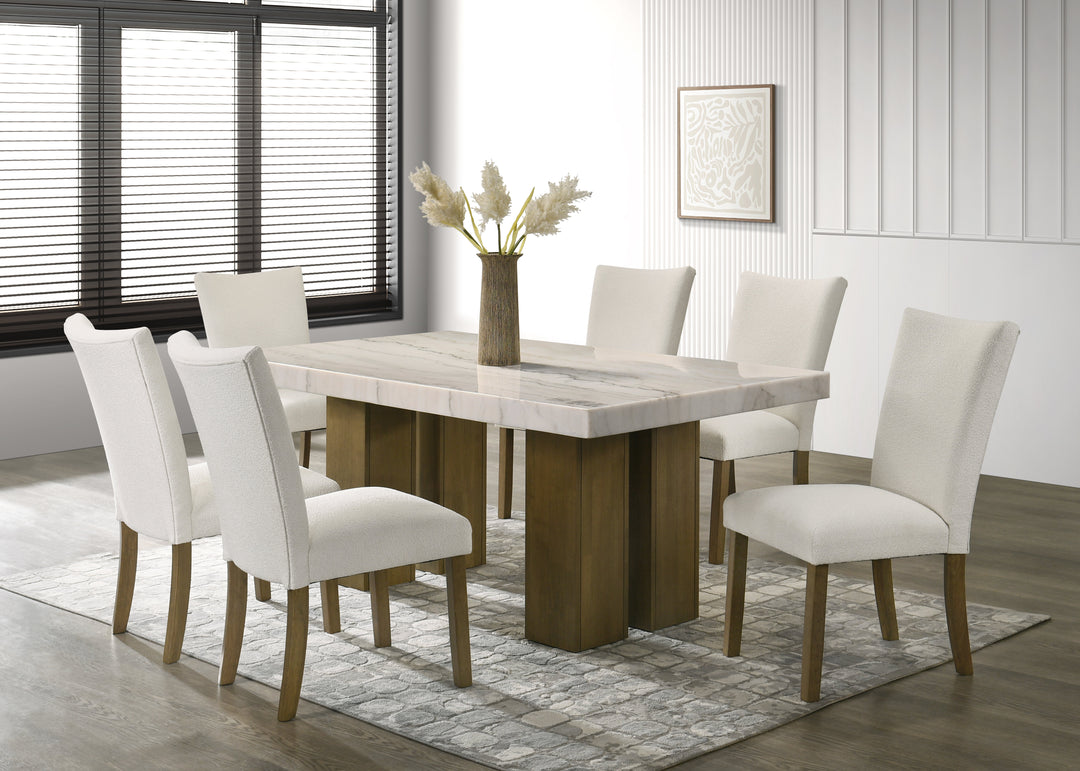 Capri10 - (GENUINE MARBLE) Table &amp; 6-Chairs