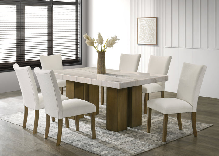 Capri10 - (GENUINE MARBLE) Table &amp; 6-Chairs