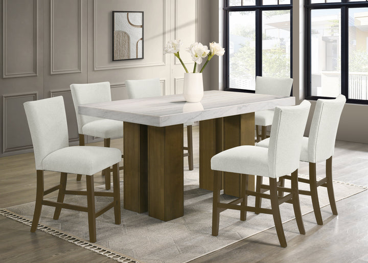 Capri20 - (GENUINE MARBLE) Counter Height Table &amp; 6-Chairs