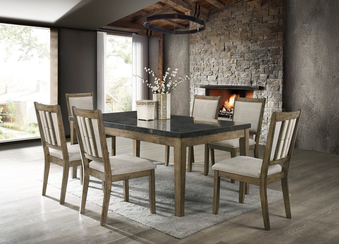Melstone - (GENUINE MARBLE) Table &amp; 6-Chairs