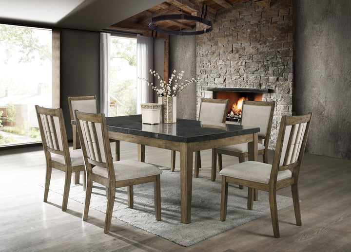 Melstone - (GENUINE MARBLE) Table &amp; 6-Chairs