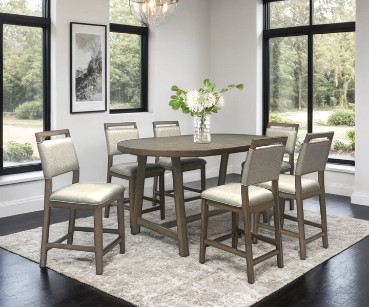 D2510 Counter Height Table + 6 Chair Set (1 LEFT)