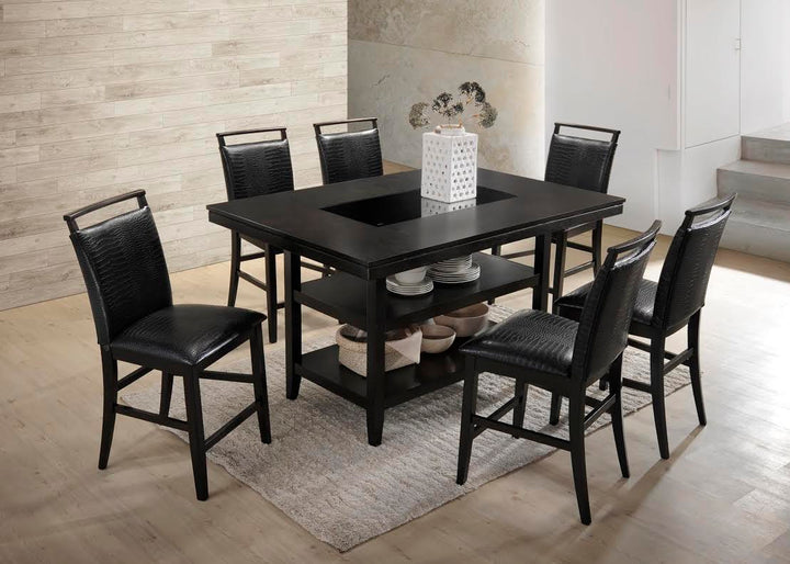 Tommy Black - Counter Height Table &amp; 6 Chairs Set