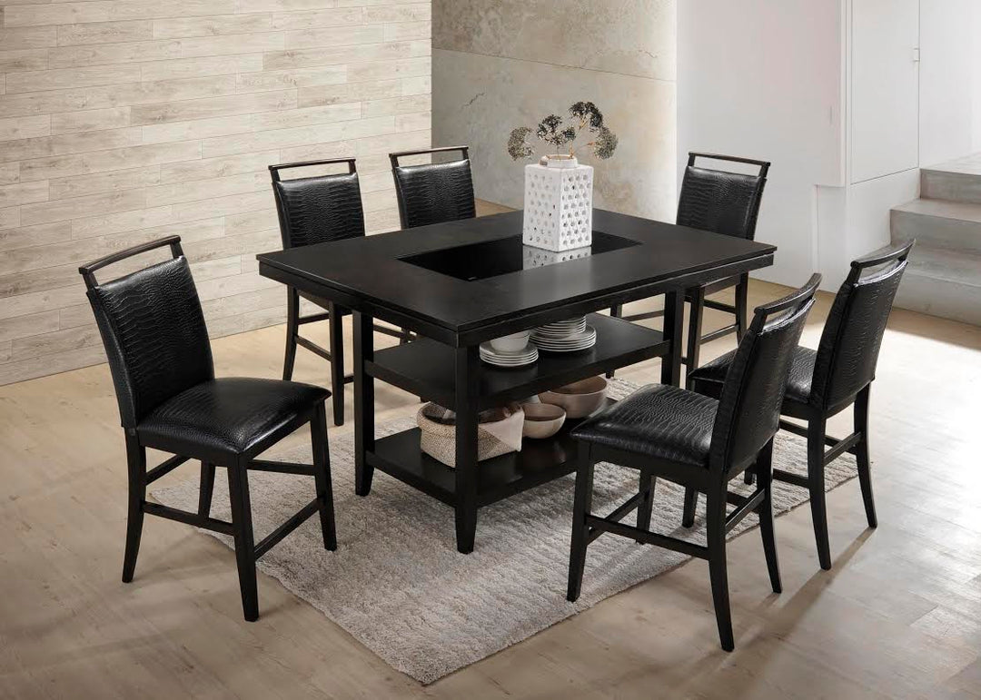 Tommy Black - Counter Height Table &amp; 6 Chairs Set