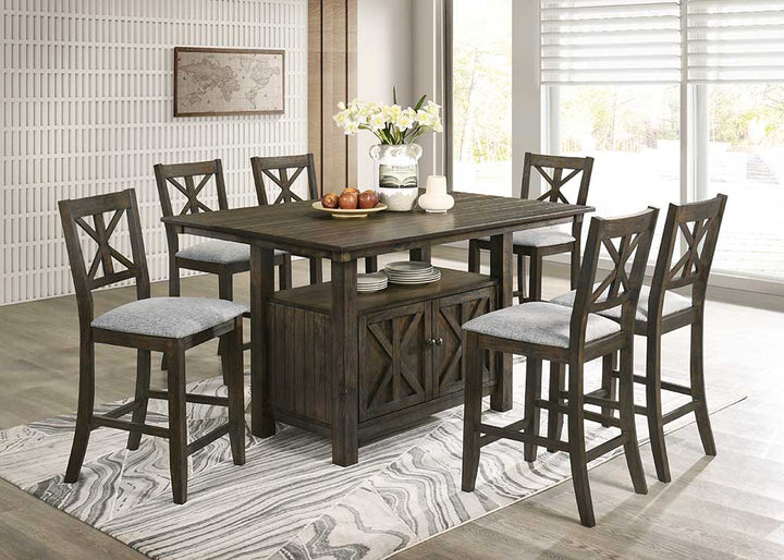 D380 - Counter Height Table &amp; 6 Chairs Set