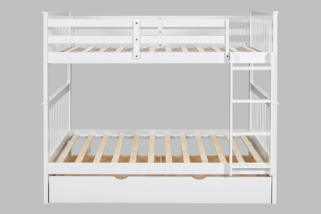 BB31 Full/Full Bunk Bed w/Twin Trundle White