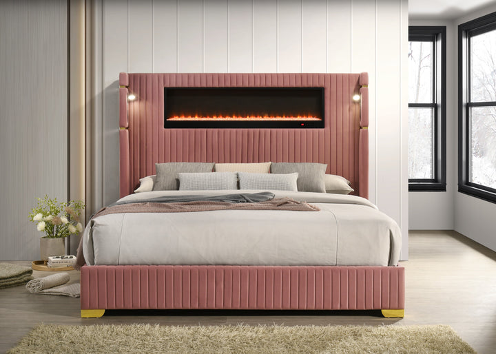 Romance2 Pink Platform Bed - Queen, King