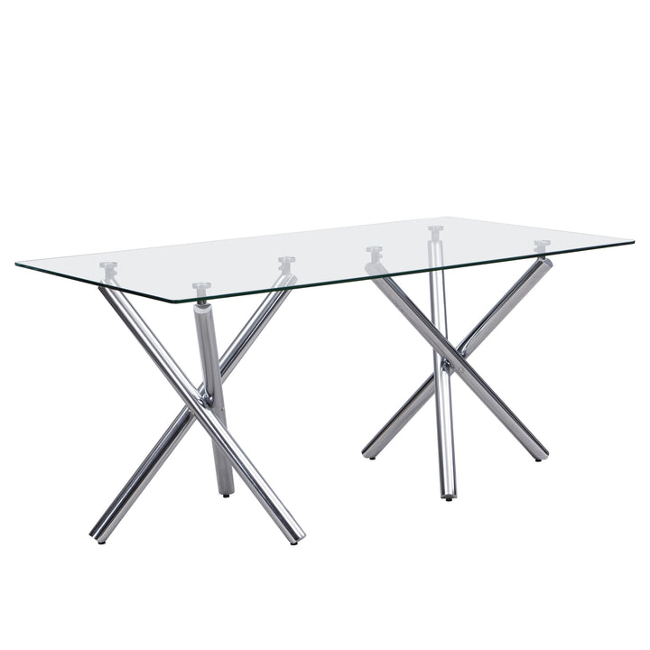 D201 White - Glass Table + 6 Chairs