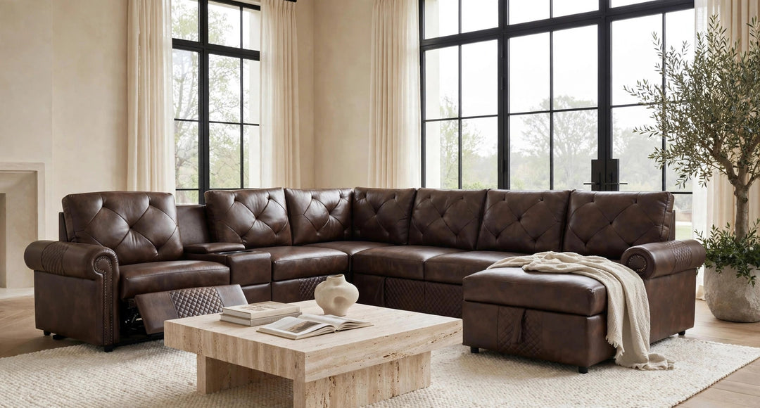 Winston Brown Power Reclining Sectional (w/ Pull-Out Bed)