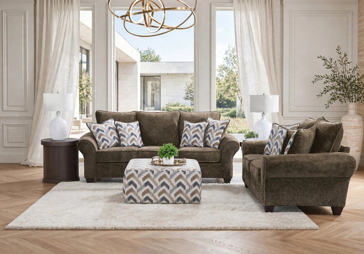 Behold 1000 Chocolate Sofa &amp; Loveseat Set (OVERSIZED)