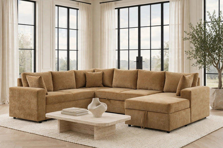 Forever2Latte Sectional With Pull-Out Bed