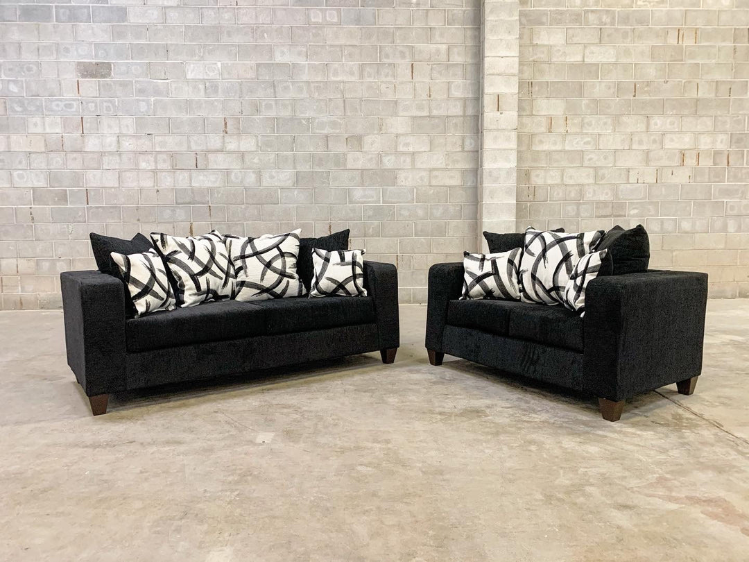 110 - Black Sofa &amp; Loveseat Set