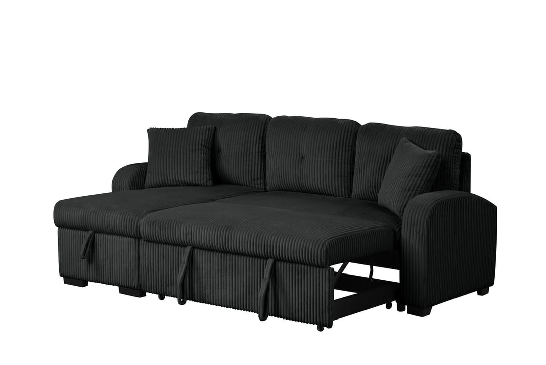 Silvia Black - Reversible Sectional With Pull-Out Bed