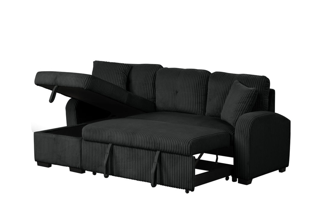 Silvia Black - Sectional With Pull-Out Bed