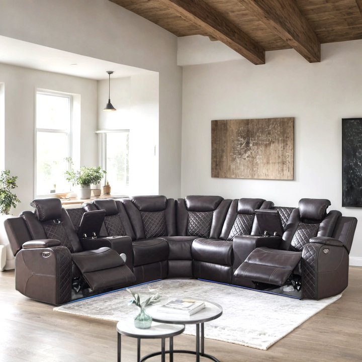 Spaceship Espresso Power Reclining Sectional